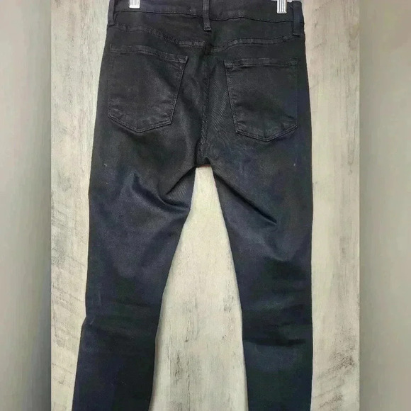 Frame Denim Le Skinny De Jeanne Jeans in Film Noir Black Distressed Size 24 - Picture 6 of 9